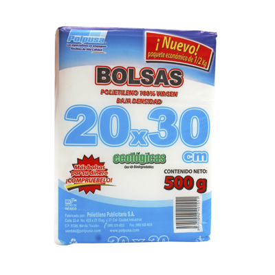 BOLSA NATURAL 1 KG 20 X 30 CM BAJA DENSIDAD 500 GRS PIEZA