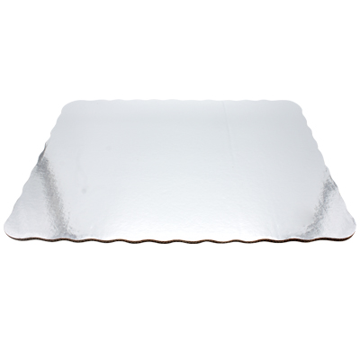 BASE RECTANGULAR PLATEADA DE CARTON PARA PASTEL 35 X 47 CMS PIEZA